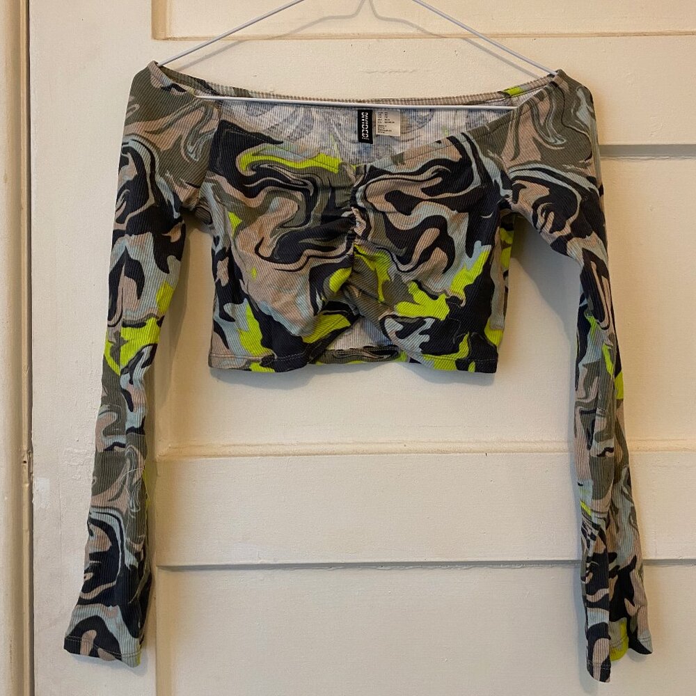 Ruched Psychedelic Crop Top